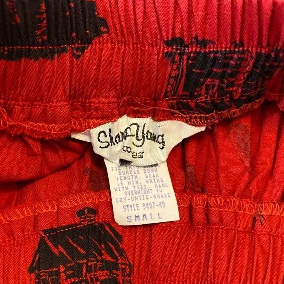 Sharon Young Sportswear Vest and Crinkle Skirt Red Sz S Wildlife Cabincore